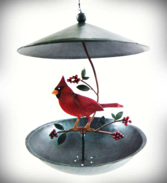 Cardinal and Holly Berries Bistro Feeder